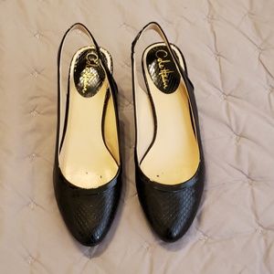 Cole Haan Black Leather Slingback Kitten Heel 8.5